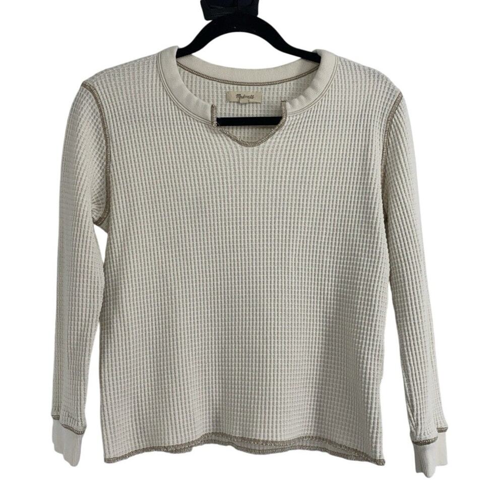 Madewell Waffle Split-Neck Crop Tee Women's Size XXS NC632